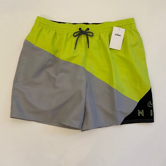 Nike Mens Gray Black Logo Jackknife Volley Brief Lined Swim Trunks Short XXL NWT - Picture 6 of 9